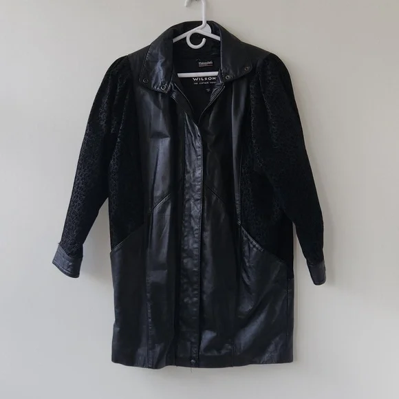 Vtg Wilsons Leather Jacket Womens Full Zip Thinsulate Short Trench Coat … - Picture 2 of 10